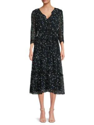 商品Karl Lagerfeld Paris|Floral Ruffle Midi Dress,价格¥300,第1张图片