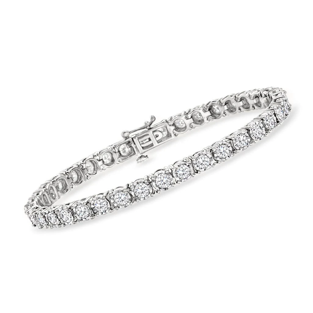 商品Ross-Simons|Diamond Tennis Bracelet in Polished Sterling Silver,价格¥23528,第1张图片