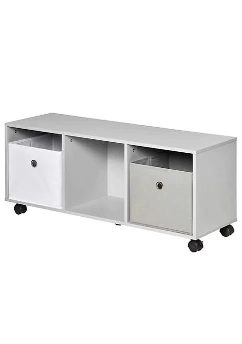 商品HOMCOM|Toy Chest Kids Mobile Cabinet Storage Organizer Children Display Shelf For Toys Clothes Books Bedroom With Wheels Drawers Grey,价格¥396,第2张图片详细描述