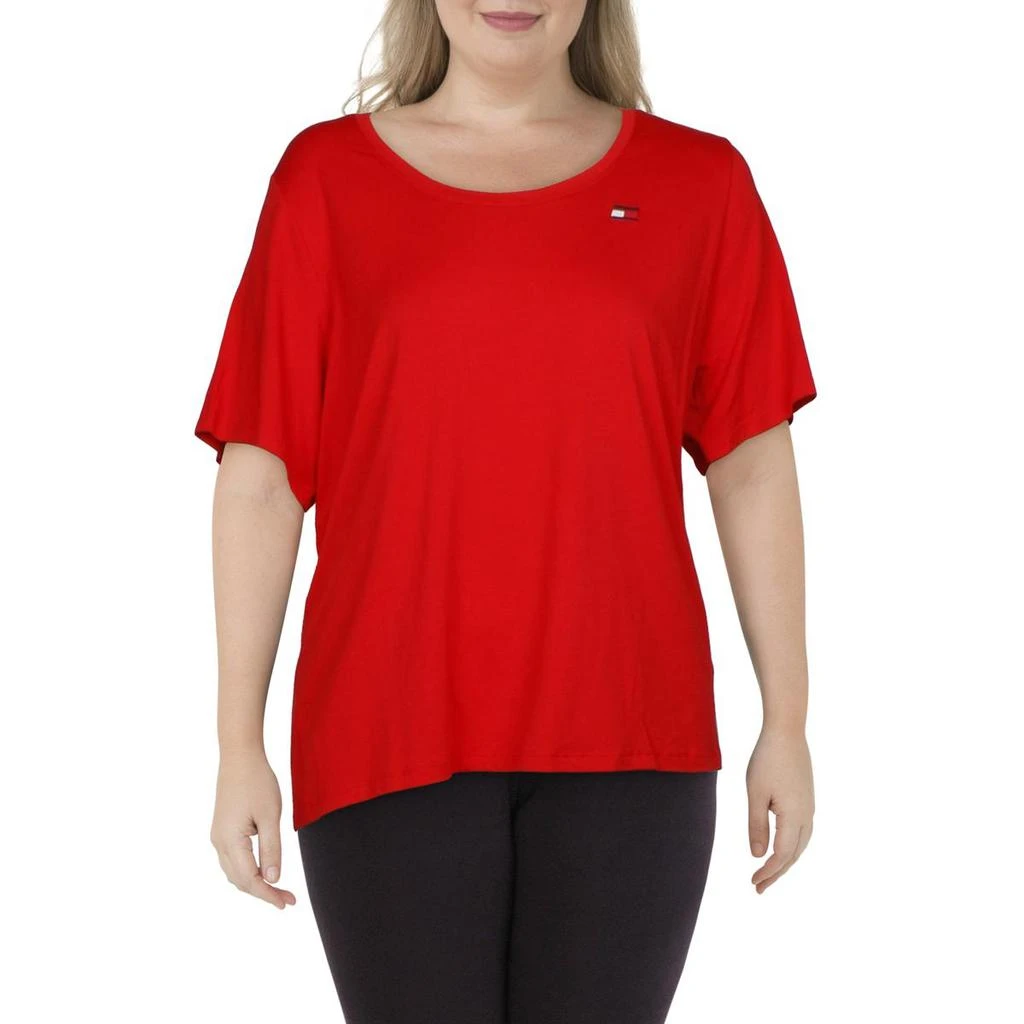 商品Tommy Hilfiger|Tommy Hilfiger Sport Womens Plus Scoop Neck Fitness T-Shirt,价格¥76,第1张图片