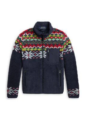 商品Ralph Lauren|Lauren Childrenswear Boys 8 20 Fair Isle Teddy Fleece Jacket,价格¥504,第1张图片