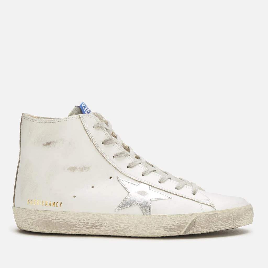 商品Golden Goose|Golden Goose Men's Francy Leather Hi-Top Trainers - White/Silver/Milk,价格¥2494,第1张图片