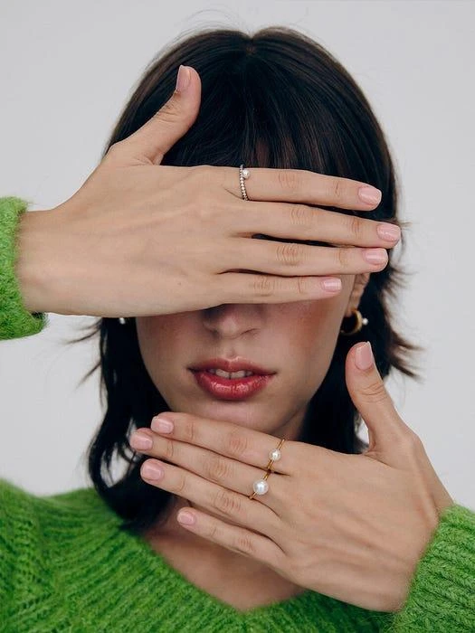 商品hyeres-lor|14K Fresh Water Pearl Point Ring,价格¥2982,第1张图片