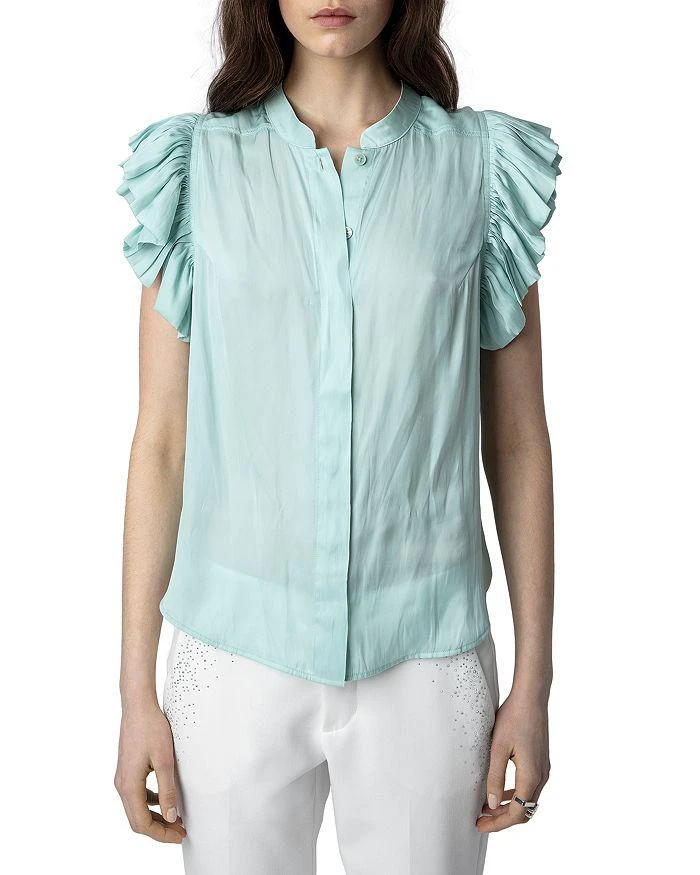 商品Zadig&Voltaire|Tiza Ruffled Sleeve Top,价格¥1414,第1张图片