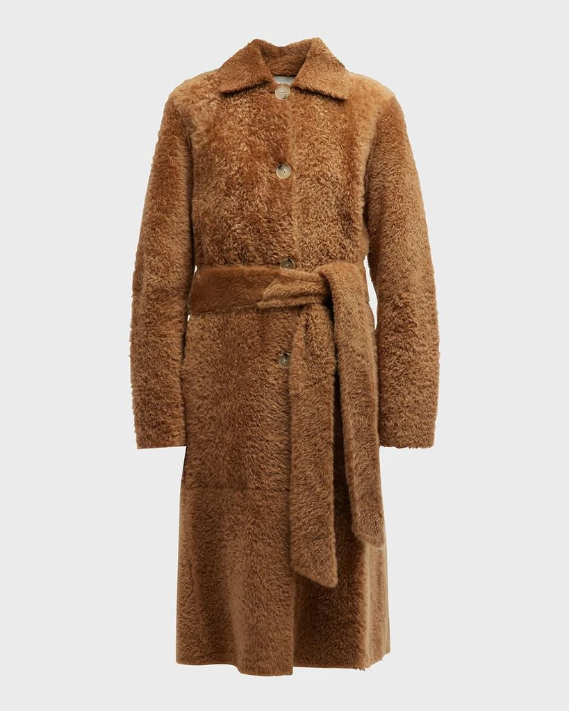 商品Vince|Long Belted Shearling Coat,价格¥38677,第2张图片详细描述