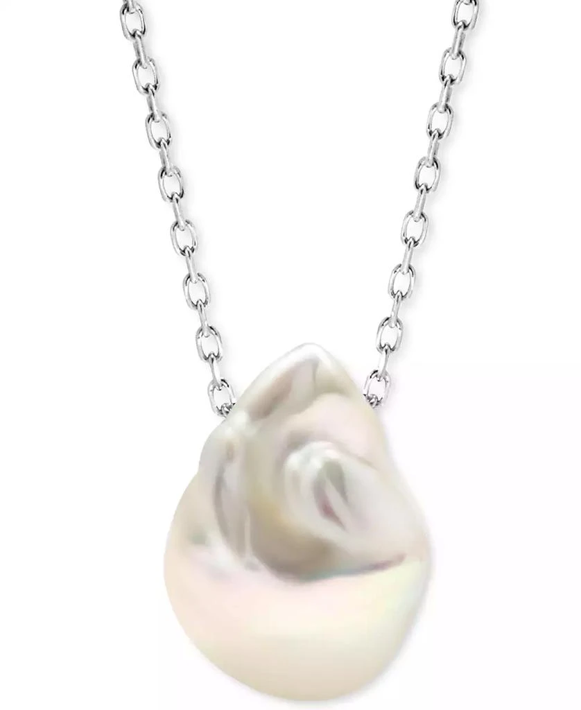 商品Macy's|Cultured Freshwater Baroque Pearl (13-15mm) 18" Pendant Necklace in Sterling Silver,价格¥716,第1张图片