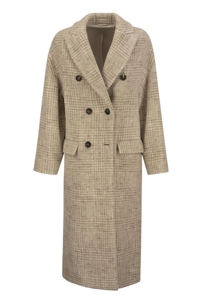 商品Brunello Cucinelli|BRUNELLO CUCINELLI Prince of Wales cloth coat in alpaca and wool with jewellery,价格¥26585,第1张图片