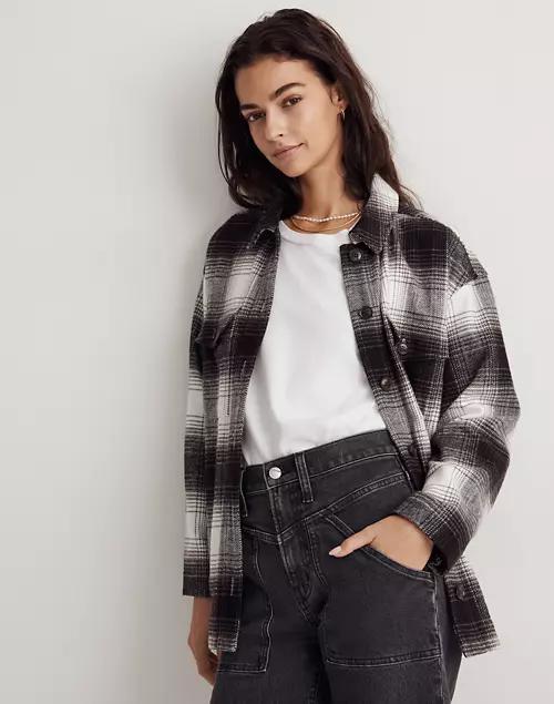 商品Madewell|Twill Flannel Shirt-Jacket in Windowpane Plaid,价格¥872,第1张图片