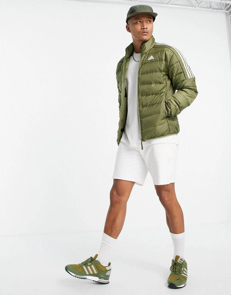 商品Adidas|adidas Outdoor down puffer jacket with three stripes in khaki,价格¥489,第3张图片详细描述