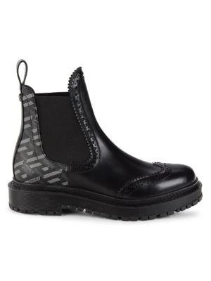 商品Versace|Greca Perforated Leather Ankle Boots,价格¥4119,第1张图片