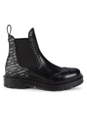 商品Versace|Greca Perforated Leather Ankle Boots,价格¥4199,第1张图片