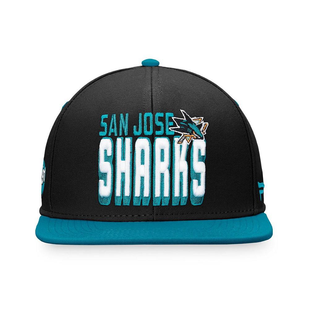 Men's Branded Black, Teal San Jose Sharks Heritage Retro Two-Tone Snapback Hat商品第4张图片规格展示