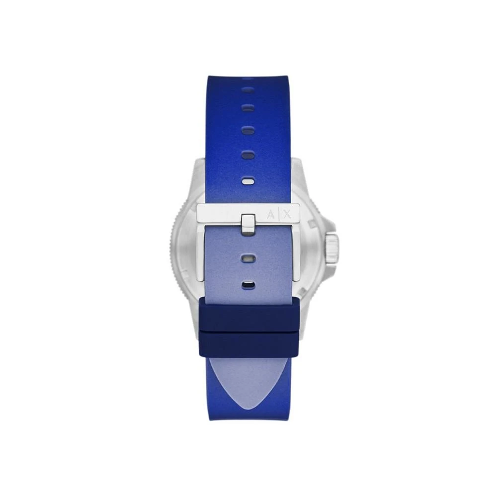 商品Armani Exchange|Men's Dive inspired in Blue Gradient with Silicone Strap Watch 42mm,价格¥1122,第3张图片详细描述