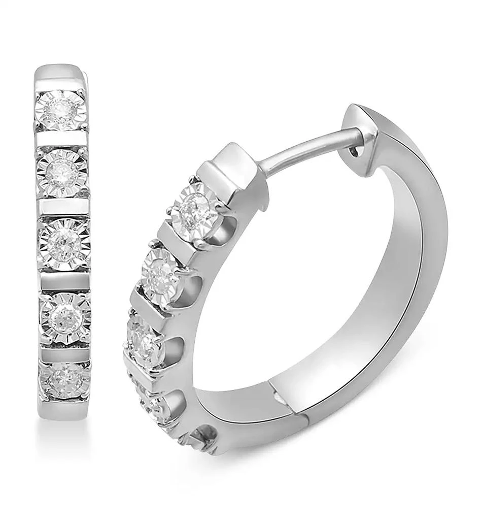 商品Macy's|Diamond Hoop Earrings (1/4 ct. t.w.) in Sterling Silver,价格¥1344,第1张图片