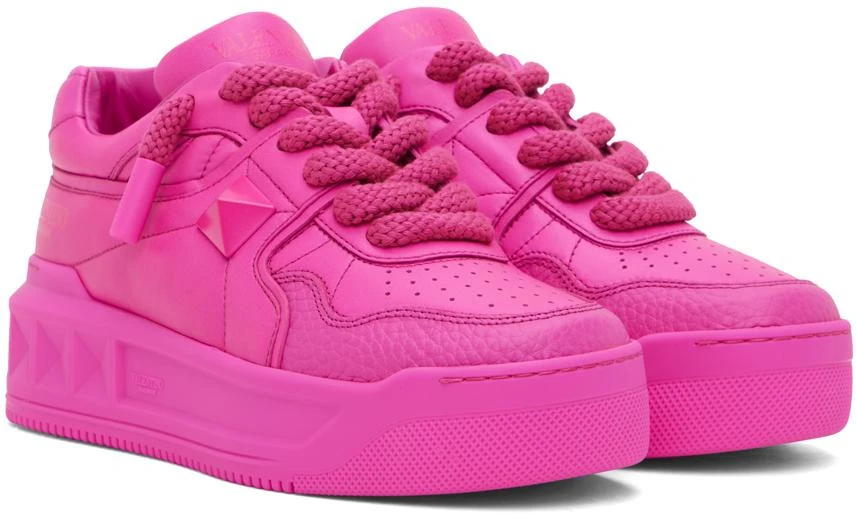 商品Valentino|Pink One Stud XL Nappa Leather Sneakers,价格¥5219,第4张图片详细描述