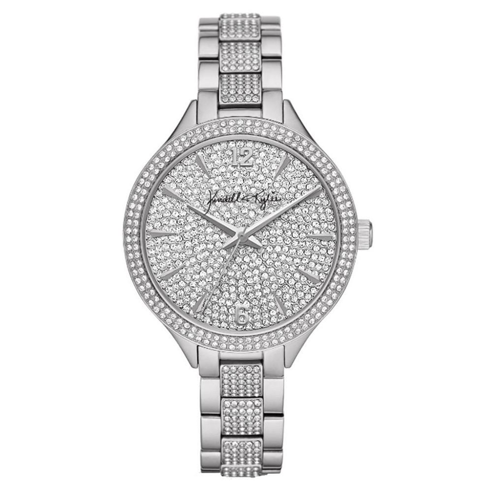 商品KENDALL & KYLIE|Women's Silver Tone Crystal Embellished Stainless Steel Strap Analog Watch 40mm,价格¥279,第1张图片