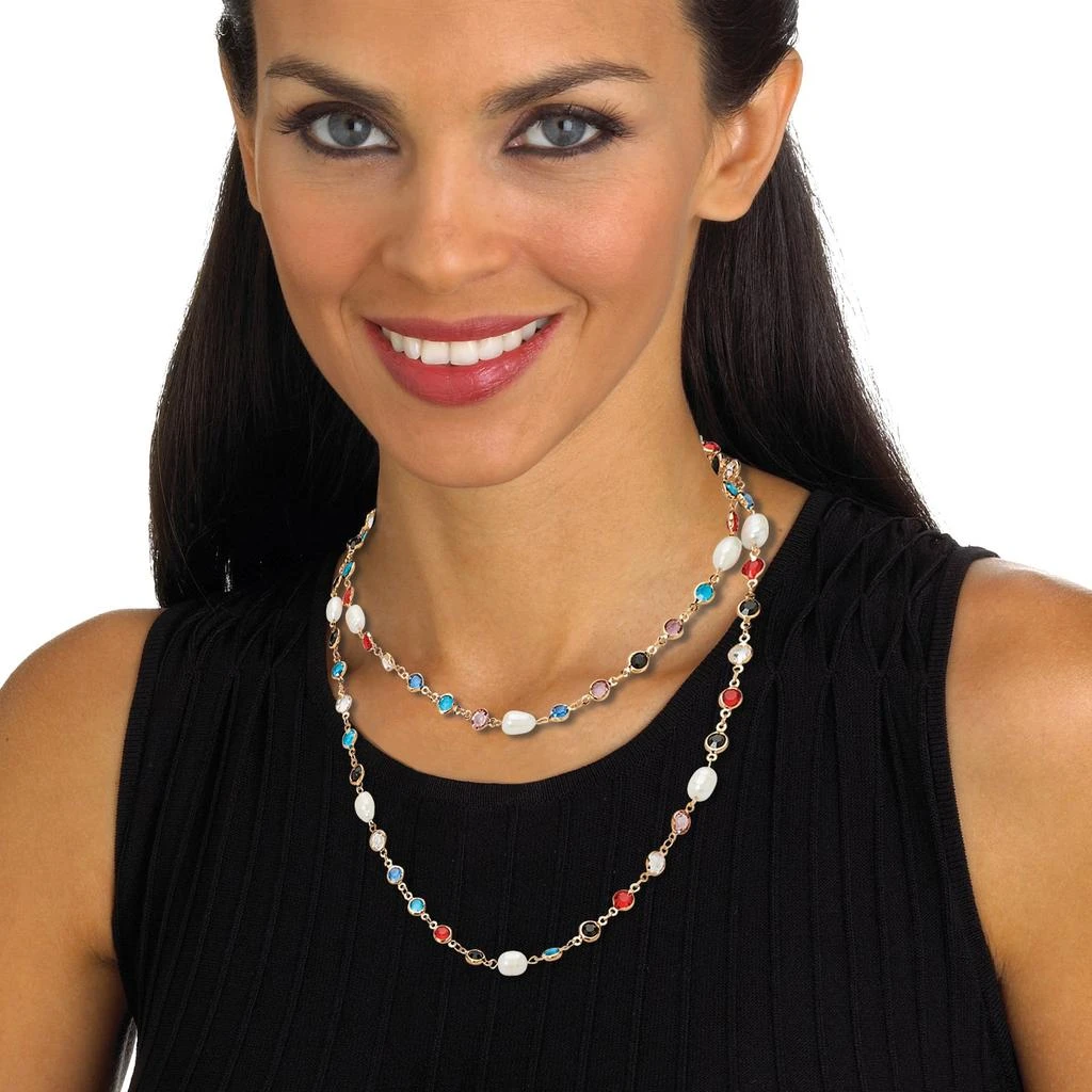 商品Palm Beach Jewelry|Colorful Crystal and Pearl Yellow Gold Ion-Plated Long Necklace, 40 Inches,价格¥391,第4张图片详细描述