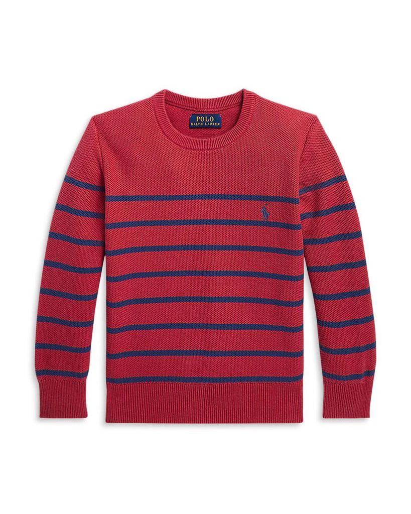 商品Ralph Lauren| Boys' Striped Mesh-Knit Cotton Sweater - Little Kid,价格¥311,第1张图片详细描述