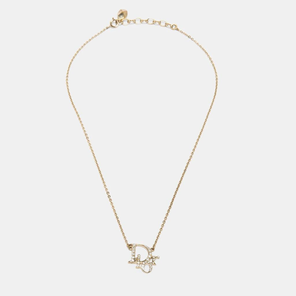 商品[二手商品] Dior|Dior Oblique Crystal Gold Tone Necklace,价格¥1842,第2张图片详细描述