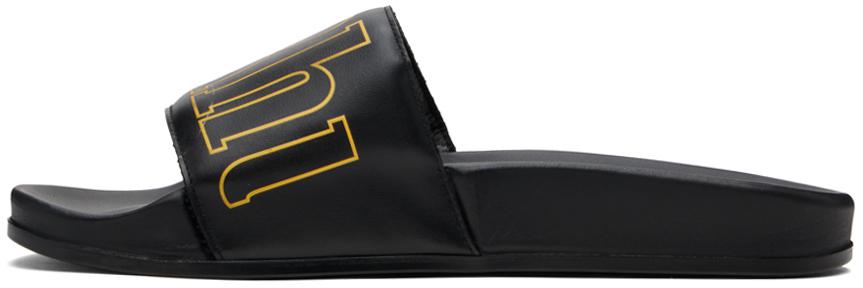 サンダル RHUDE Men Sandals Black RHPS24FO06619669 1669 RHUDE logo-print Leather Slides | Black | FARFETCH