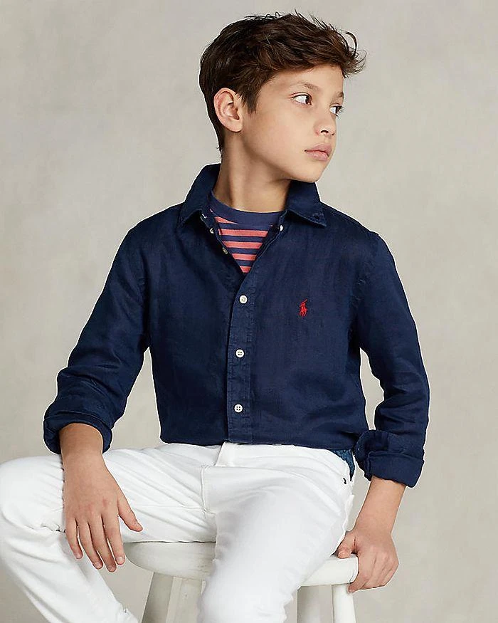 商品Ralph Lauren|Boys' Linen Shirt - Little Kid, Big Kid,价格¥237,第1张图片