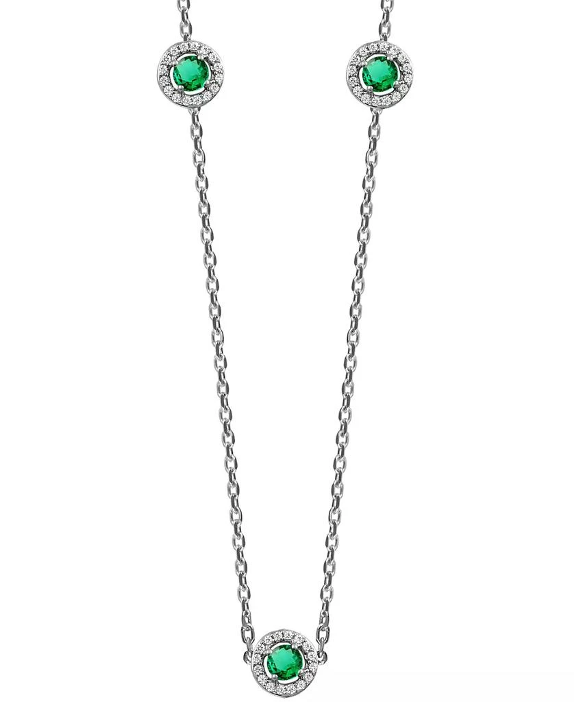 商品Macy's|Sapphire (7/8 ct. t.w.) & Diamond (1/4 ct. t.w.) Halo 16" Statement Necklace in 14k White Gold (Also in Ruby & Emerald),价格¥3008,第1张图片