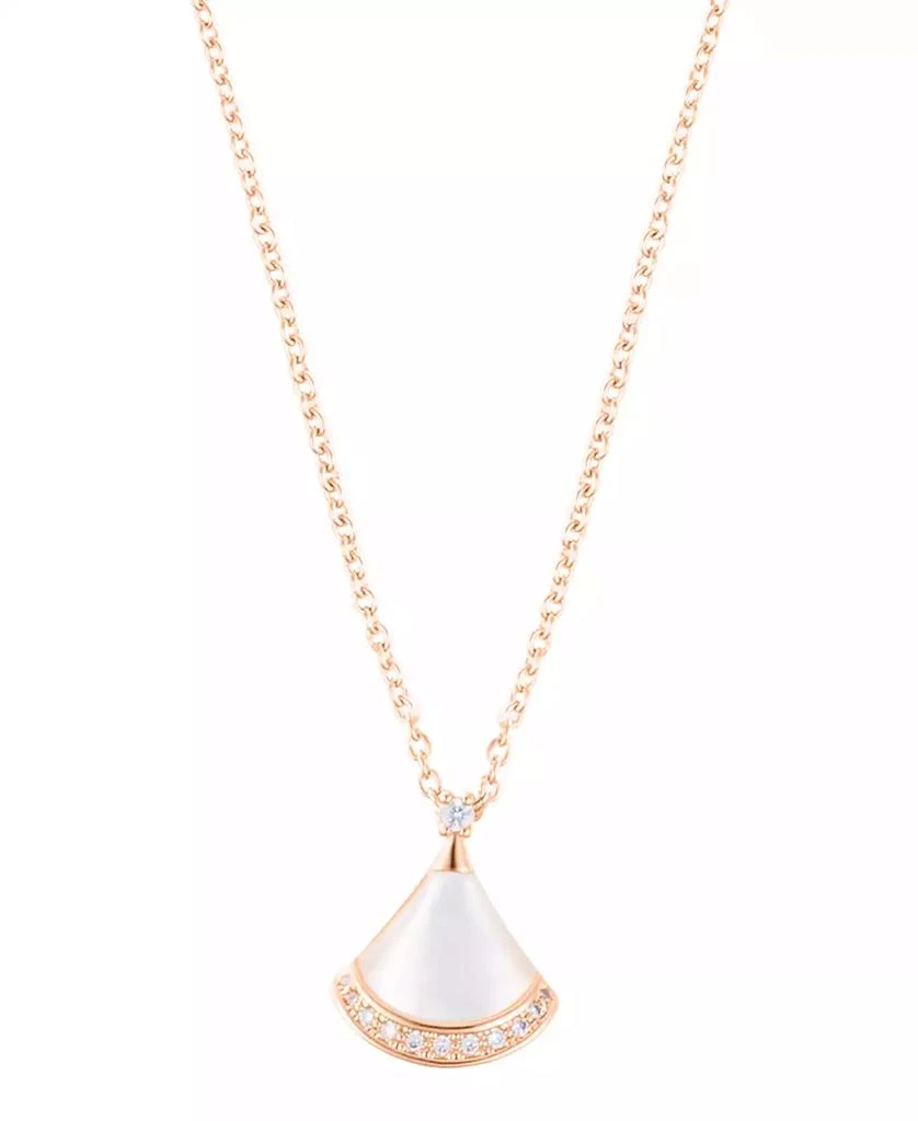 商品ADORNIA|Rose Gold Adjustable Mother of Pearl Cubic Zirconia Leaf Pendant Necklace,价格¥219,第1张图片
