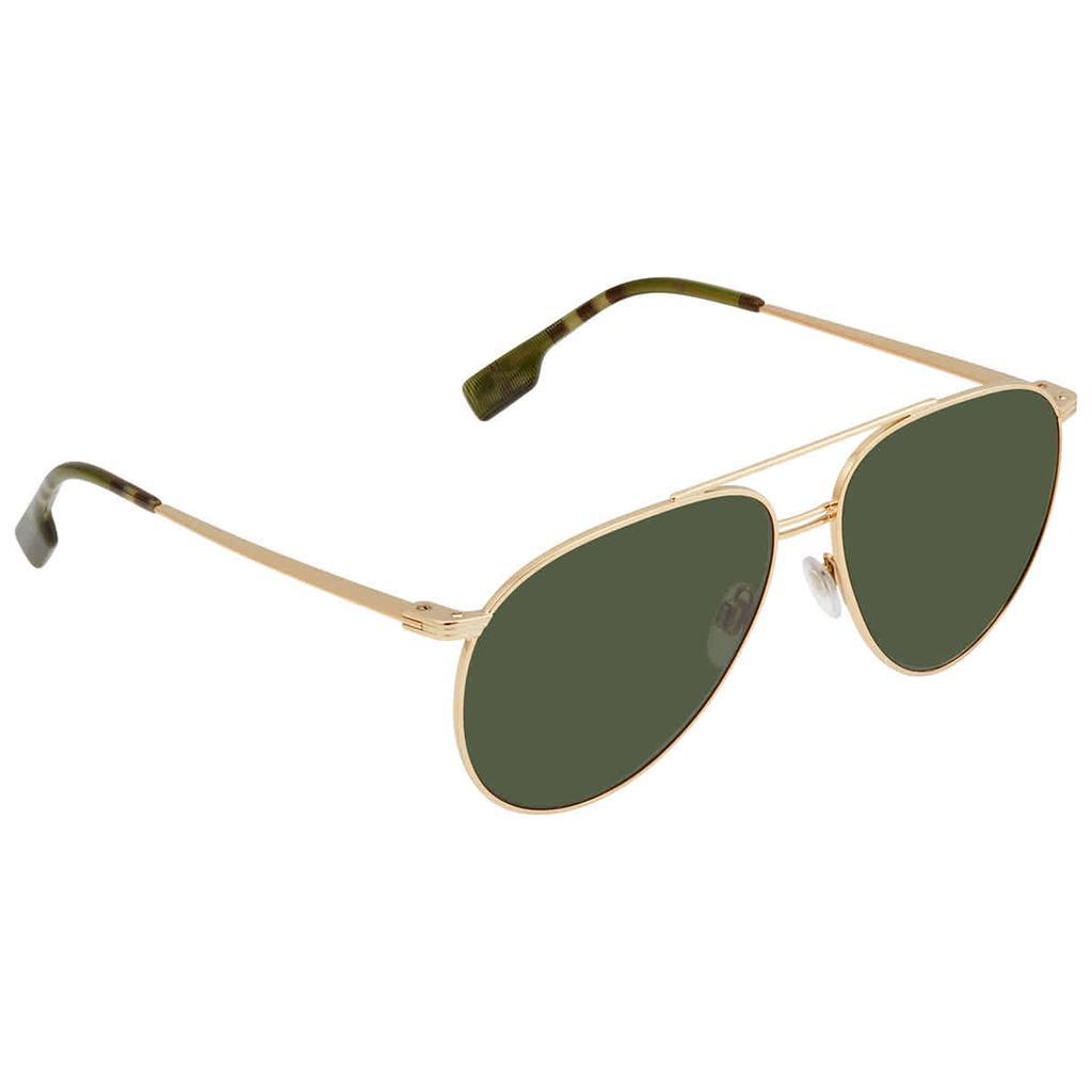 商品Burberry|Dark Green Aviator Mens Sunglasses BE3108 101771 60,价格¥883,第1张图片