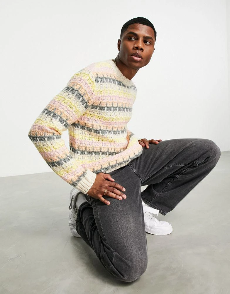 商品ASOS|ASOS DESIGN knitted textured stitch jumper with in pastel tones,价格¥151,第4张图片详细描述