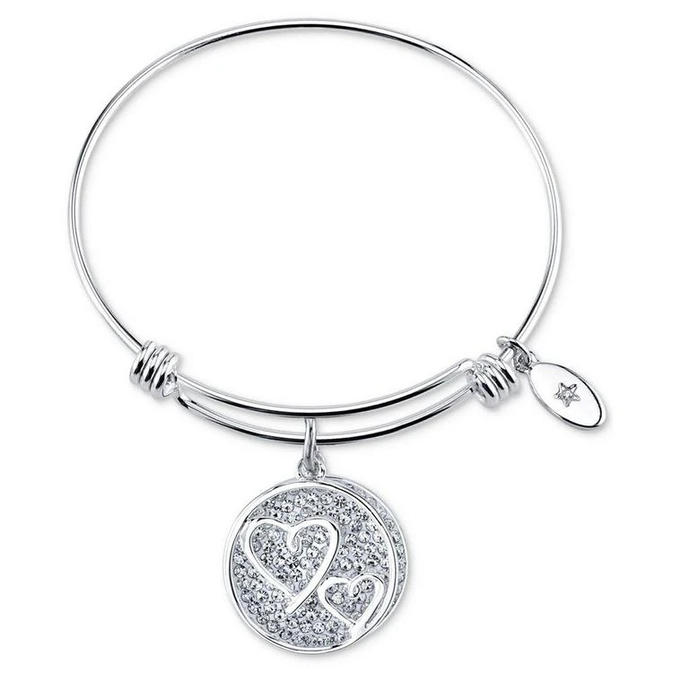 商品Unwritten|Grandmother Message Crystal Disc Charm Bangle Bracelet in Stainless Steel,价格¥412,第1张图片