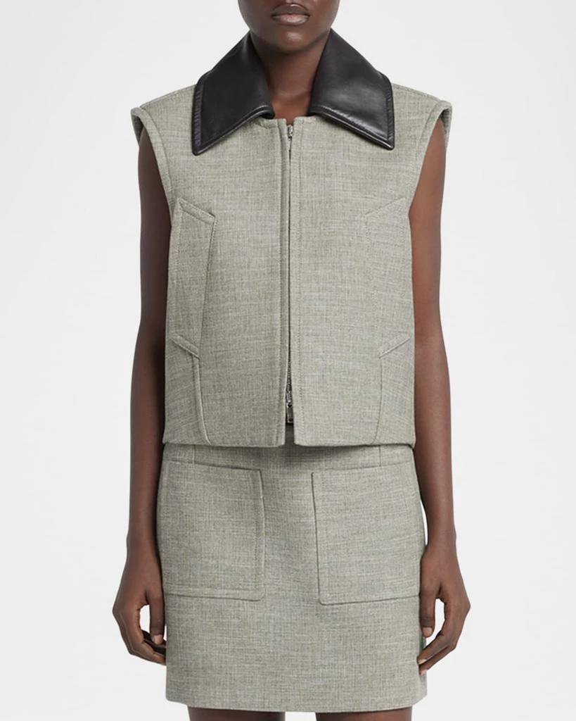 商品Bottega Veneta|Leather-Collar Structured Melange Vest,价格¥19300,第4张图片详细描述