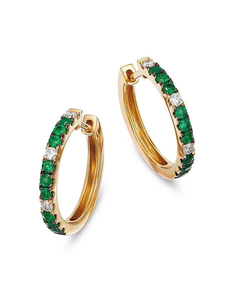 商品Bloomingdale's Fine Collection|Emerald & Diamond Hoop Earrings in 14K Yellow Gold,价格¥22092,第1张图片