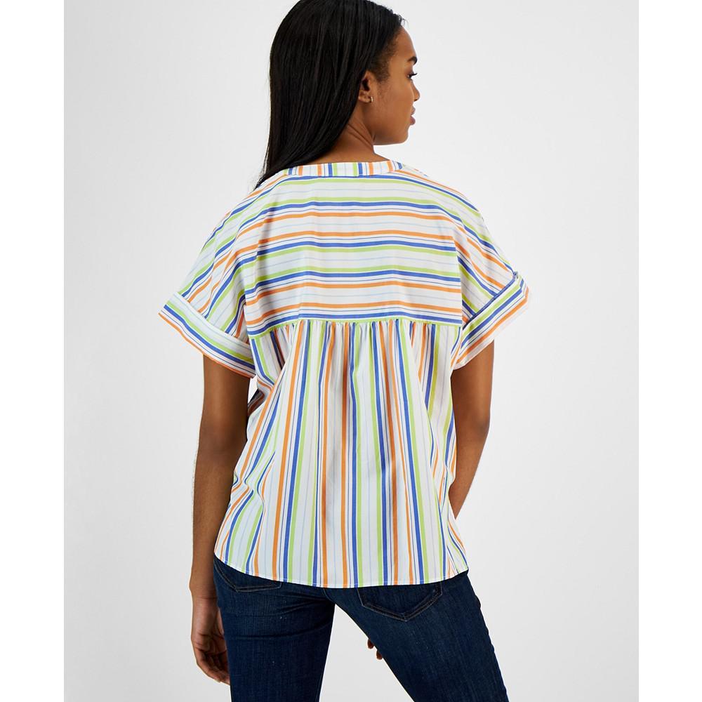 商品Tommy Hilfiger|Women's Cotton Striped Popover Shirt,价格¥428,第4张图片详细描述