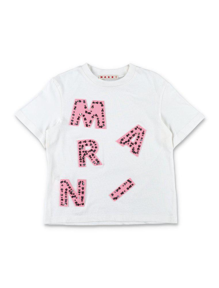 Marni Kids Logo Embroidered Crewneck T-Shirt商品第1张图片规格展示