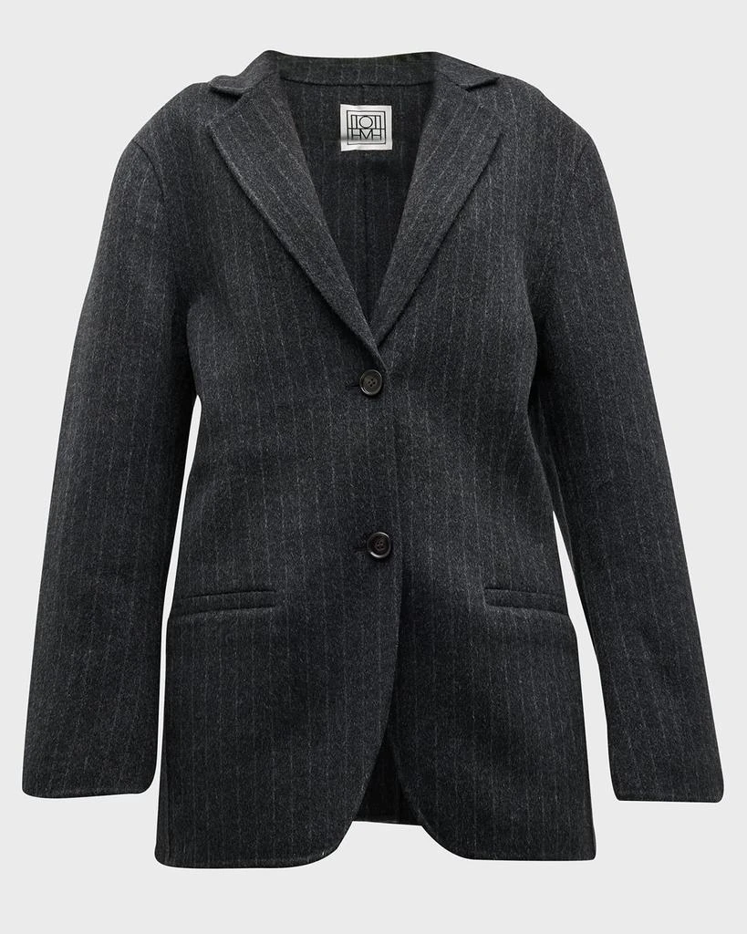 商品Totême|Pinstripe Brushed Wool Longline Blazer,价格¥1908,第2张图片详细描述