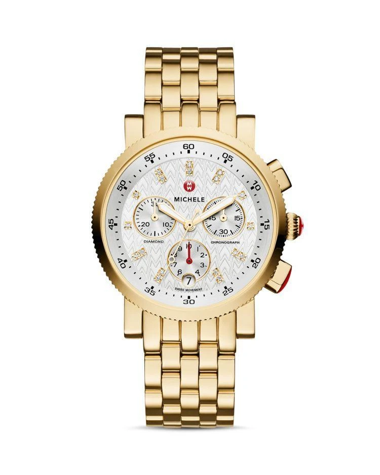 商品Michele|Sport Sail 18 Diamond Gold Watch Head, 38mm,价格¥5584,第2张图片详细描述