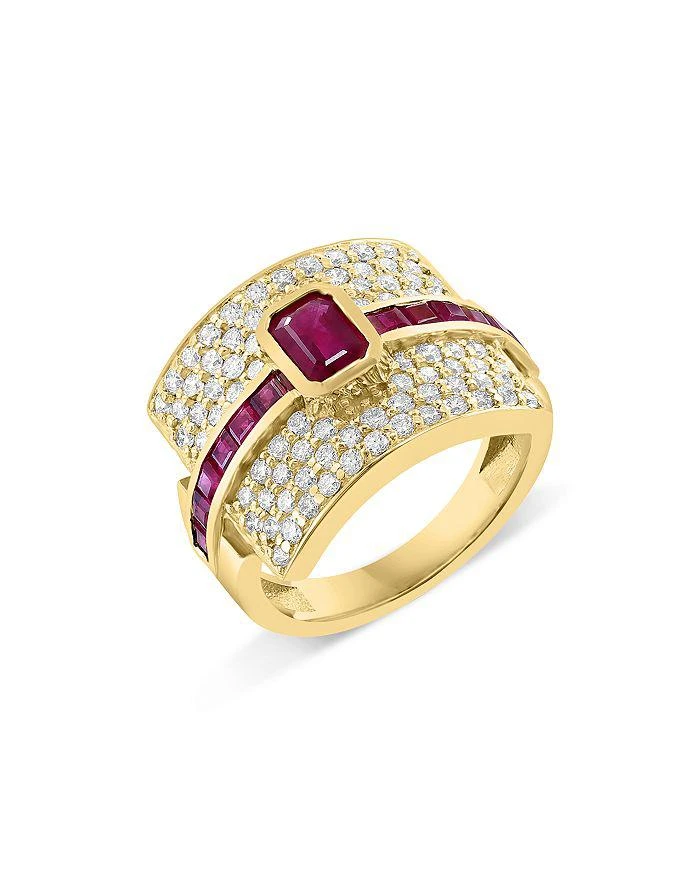 商品Bloomingdale's|Ruby & Diamond Statement Ring in 14K Yellow Gold,价格¥18214,第1张图片