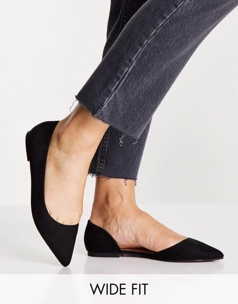 商品ASOS|ASOS DESIGN Wide Fit Virtue d'orsay pointed ballet flats in black,价格¥91,第1张图片