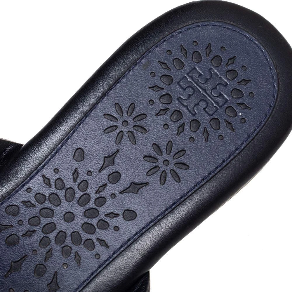 Tory Burch Black/Blue Leather Miller Flat Thong Sandals Size 35 商品