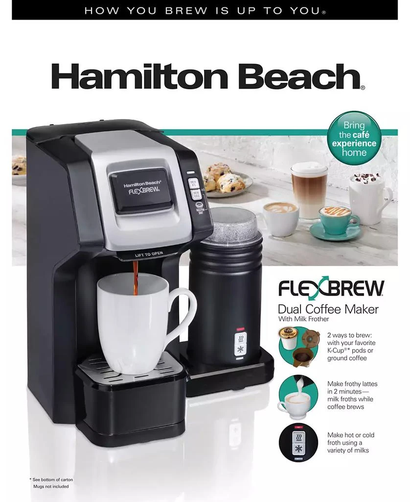 商品Hamilton Beach|FlexBrew Dual Single Cup Coffee Maker with Milk Frother,价格¥801,第3张图片详细描述