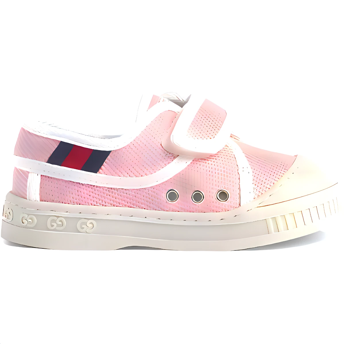 商品[国内直发] Gucci|[预售3天]古驰 Tennis 1977 魔术贴圆头 防滑 低帮 儿童休闲鞋 粉色 中小童,价格¥1305,第5张图片详细描述