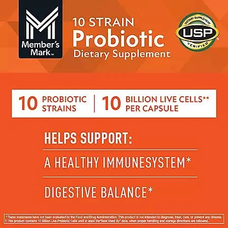 商品Member's Mark|Member's Mark 10 Strain Probiotic Capsules, 84 ct.,价格¥132,第5张图片详细描述