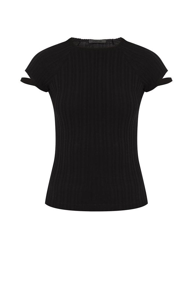 Helmut Lang Cut-Out Detailed Ribbed T-Shirt商品第1张图片规格展示