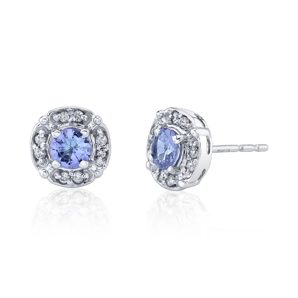 商品Macy's|Tanzanite (1/2 ct. t.w.) & Diamond (1/10 ct. t.w.) Stud Earrings in 10k White Gold,价格¥5053,第1张图片