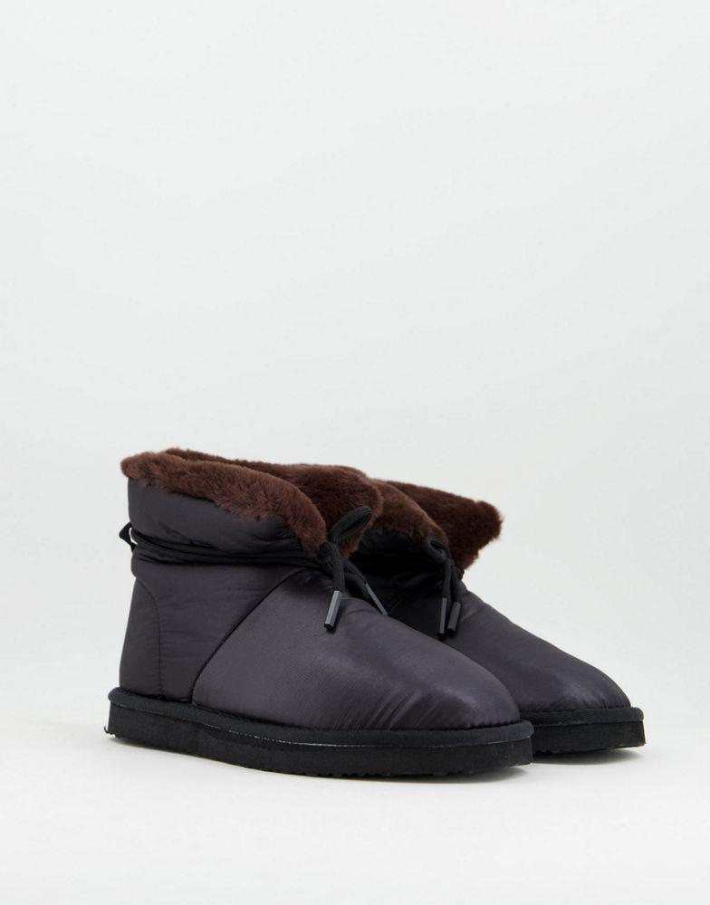 商品ASOS|ASOS DESIGN Zeke puffer slippers booties in black,价格¥83,第1张图片