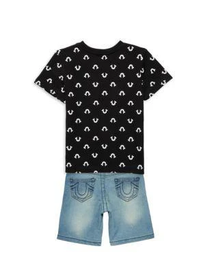 商品True Religion|Little Boy’s 2-Piece Metallic Logo Tee & Denim Shorts Set,价格¥119,第2张图片详细描述