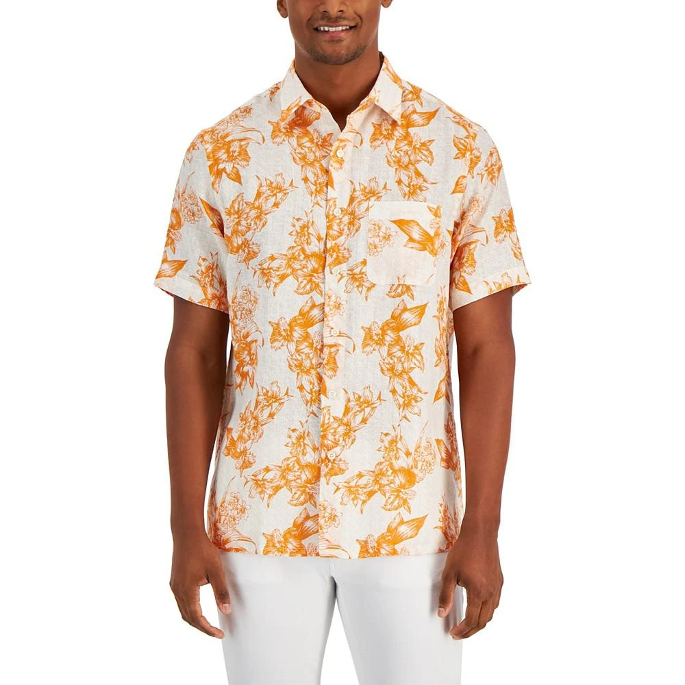 商品Club Room|Men's Floral Weave Linen Short-Sleeve Button-Up Shirt, Created for Macy's,价格¥174,第1张图片