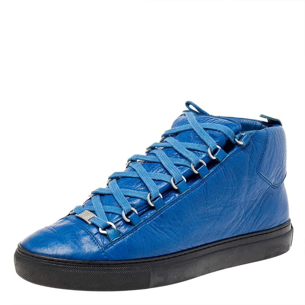 商品[二手商品] Balenciaga|Balenciaga Blue Leather High Top Sneakers Size 43,价格¥2334,第1张图片