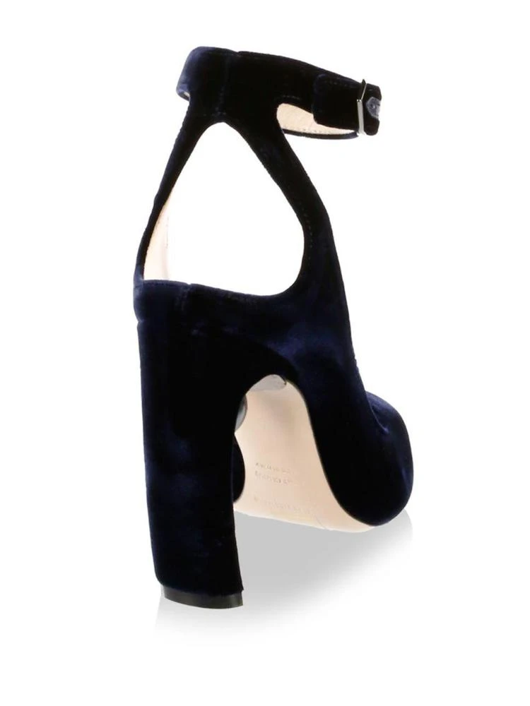 商品Nicholas Kirkwood|Lola Pearl-Heel Velvet Ankle-Strap Pumps,价格¥2533,第2张图片详细描述