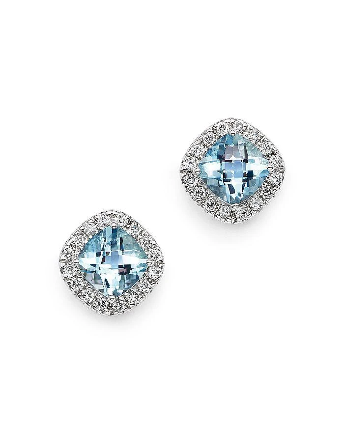 商品Bloomingdale's|Aquamarine Cushion Cut and Diamond Stud Earrings in 14K White Gold - Exclusive,价格¥14370,第1张图片详细描述